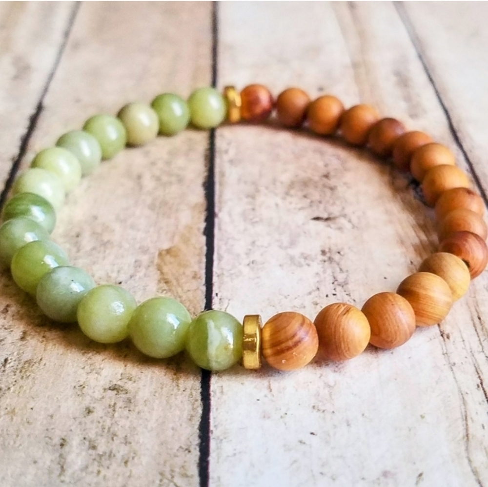 Peridot + Sandalwood Bracelet